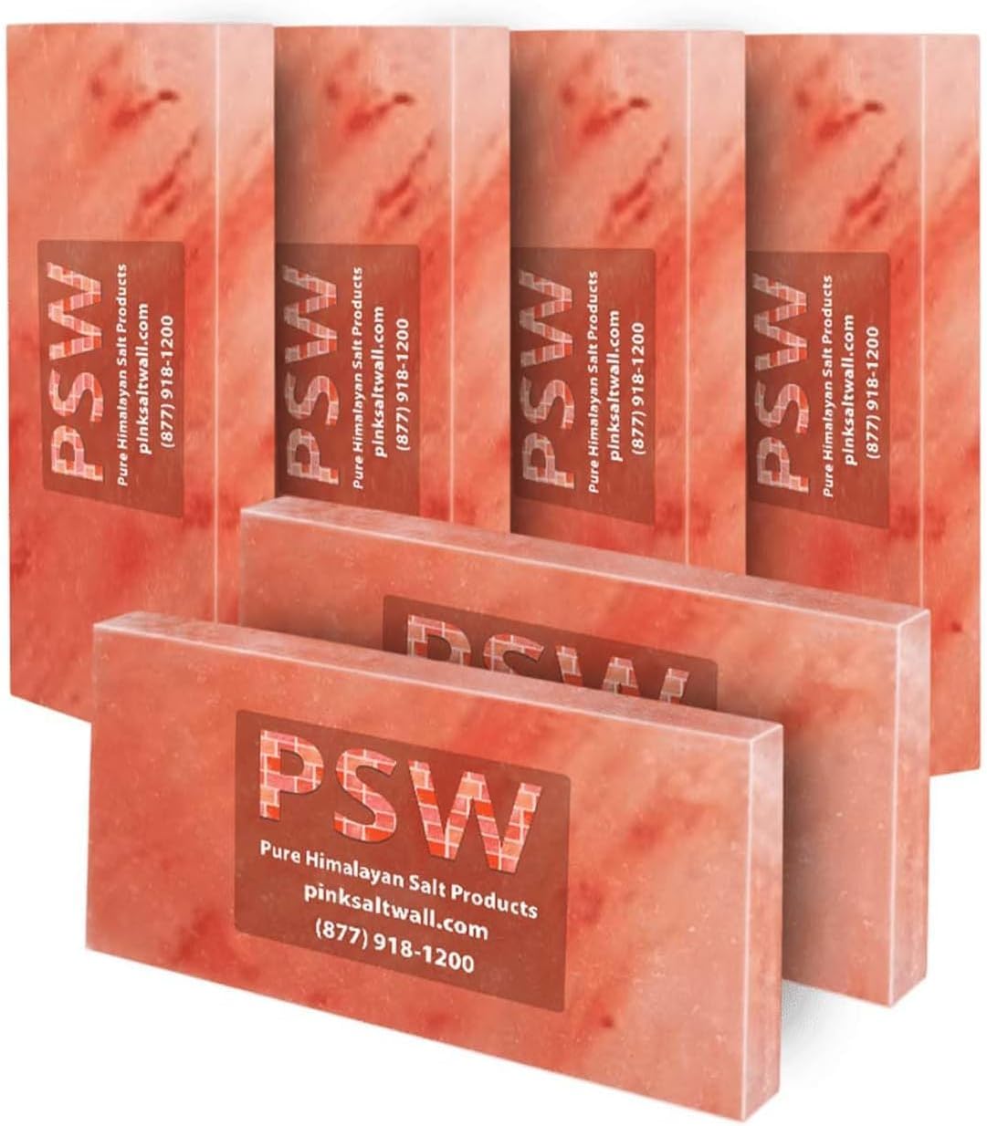 Himalayan Salt Tiles 8x4x1 Pack of 6 Himalayan Salt Bricks for Spa, Sauan, Dry Age, & Home Decor 2.6lbs Each Tile