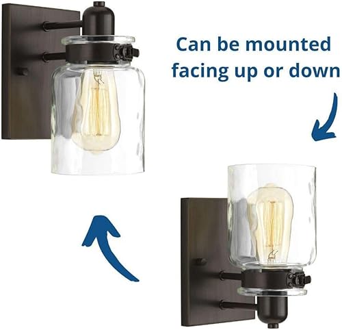 Miniatura 11 de Progress Lighting P300045-020 Calhoun Collection - Lámpara de tocador de baño de cristal transparente, 1 luz, bronce antiguo