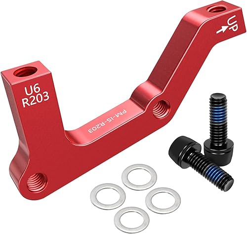 Vista 18 de BUCKLOS PM/is Front Rear 180/203mm Disc Brake Caliper Mount Adapter Gear Parts Accessories, CNC Machined Aluminum Alloy Rotor Adapter with Bolts