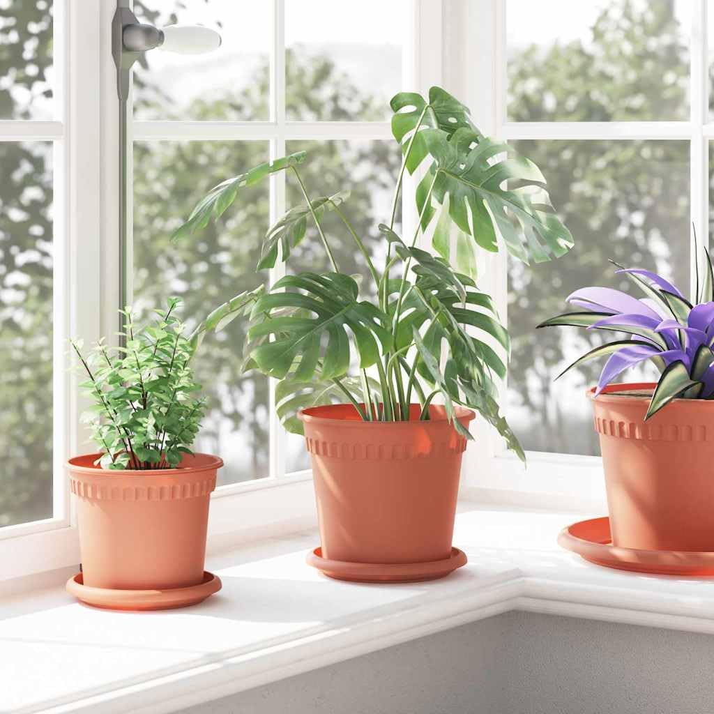 Runder Blumentopf 24 Stück Ziegelrot Ø 17 x 14 cm Kunststoff langlebig leicht für Balkon Garten Terrasse Indoor Outdoor Pflanzenpflege
