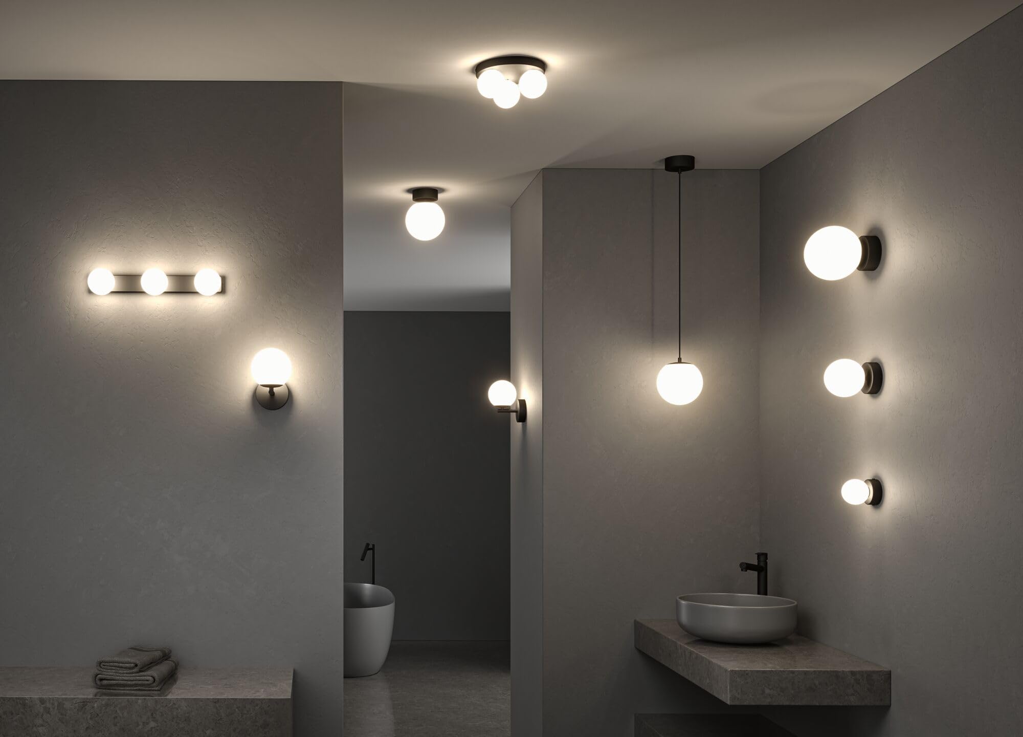 Paulmann 71073 Lampada a sospensione LED Selection Bathroom Gove IP44 9W nero opaco, satinato Luce da bagno