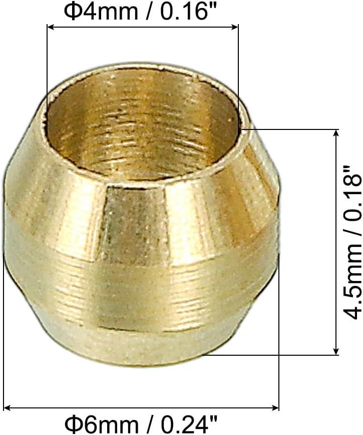 PATIKIL 4mm ID Compression Sleeve Ferrules, 12 Pack Brass Sleeve Ferrules Compression Fitting Assortment Kit for Water Oil Air Pipe