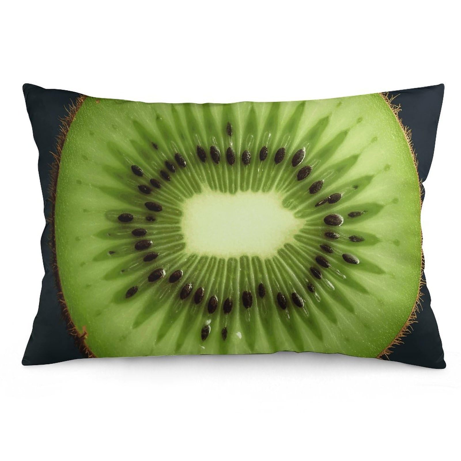 2 Pack Pillow Cases for Hair and Skin, Soft Breathable Pillow Case Covers with Hidden Zipper, Kiwi Slice Pillowcase 12 "x20 Pillow Covers for Sleeping Gift
