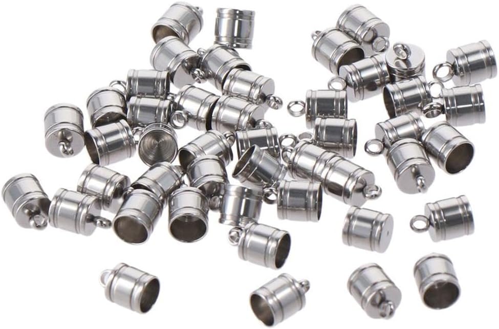 100Pcs 6mm 304 Stainless Steel Cord Ends Jewelry Making Caps Glue-in Fasteners Necklace Cord Tassel for Leather Jewelry Making
