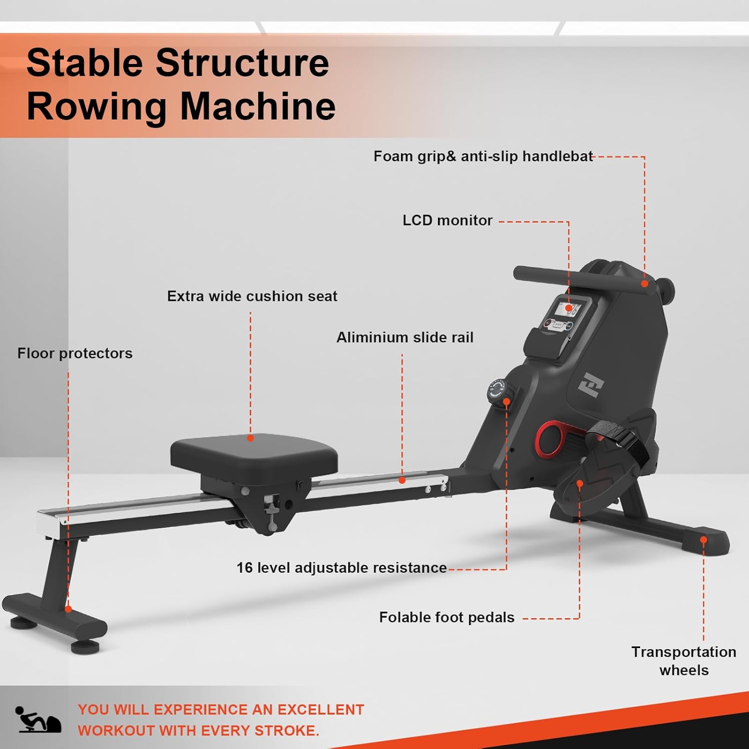 A woman easily moving the NEEZEE Rowing Machine using its front transportation wheels.