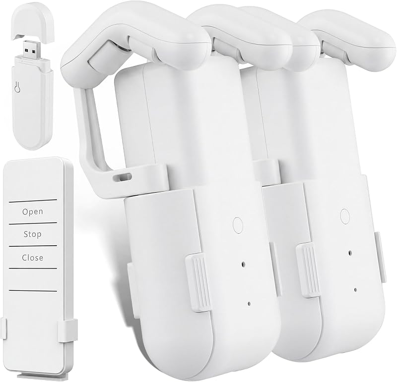 Automatic Curtain Opener 2Pcs,Smart Curtain Opener Compatible with Alex | Upgrade Remote Control,Compatible with Google Home ,Compatible Roman T/U/Tracks,Easy Install,Suitable for Home Office Elderly