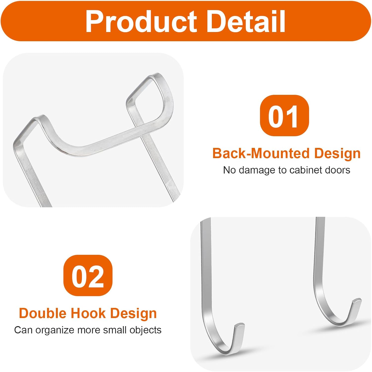 4Pcs Over The Door Cabinet Drawer Hooks, Multi-Use Cabinet Doors Double S Hooks Metal Heavy Duty Easy to Install Hook for Kitchen Closet Bathroom Drawer Door Cabinets Doors to Hang Bags Clothes Towels