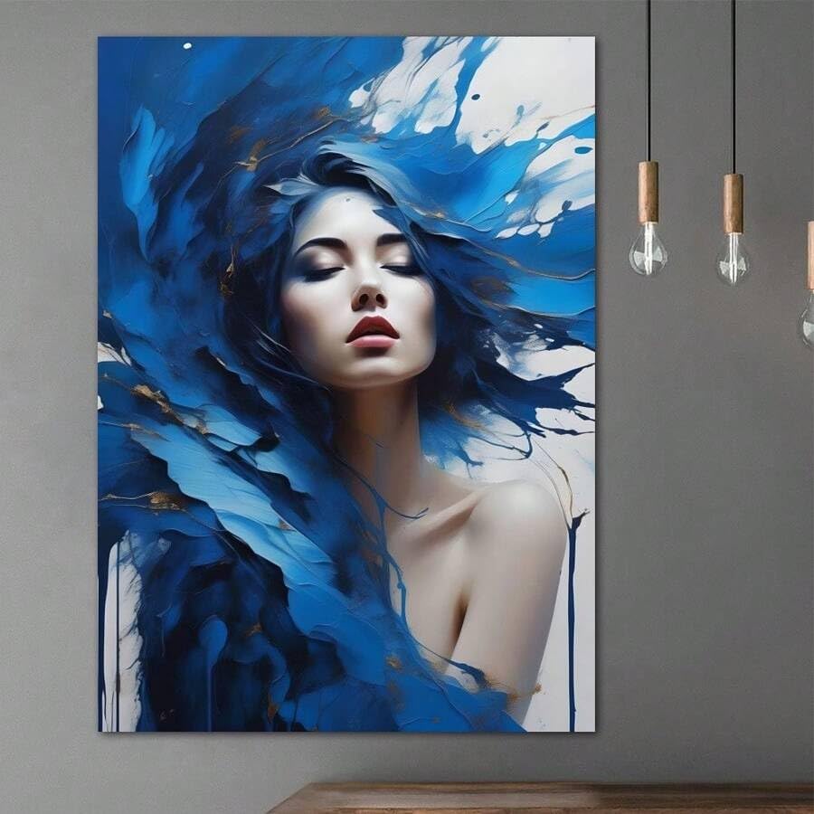 Peinture à l'huile esthétique femme élégante pour raviver un mur blanc vide