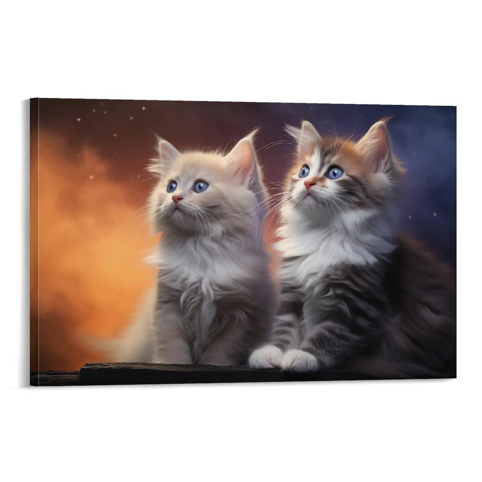 AYAROS Animal Cool Kitten Canvas Wall Art for Bedroom Contemporary Cute Cat Wall Decor Poster for Room Aesthetic Framed 08x12 inch
