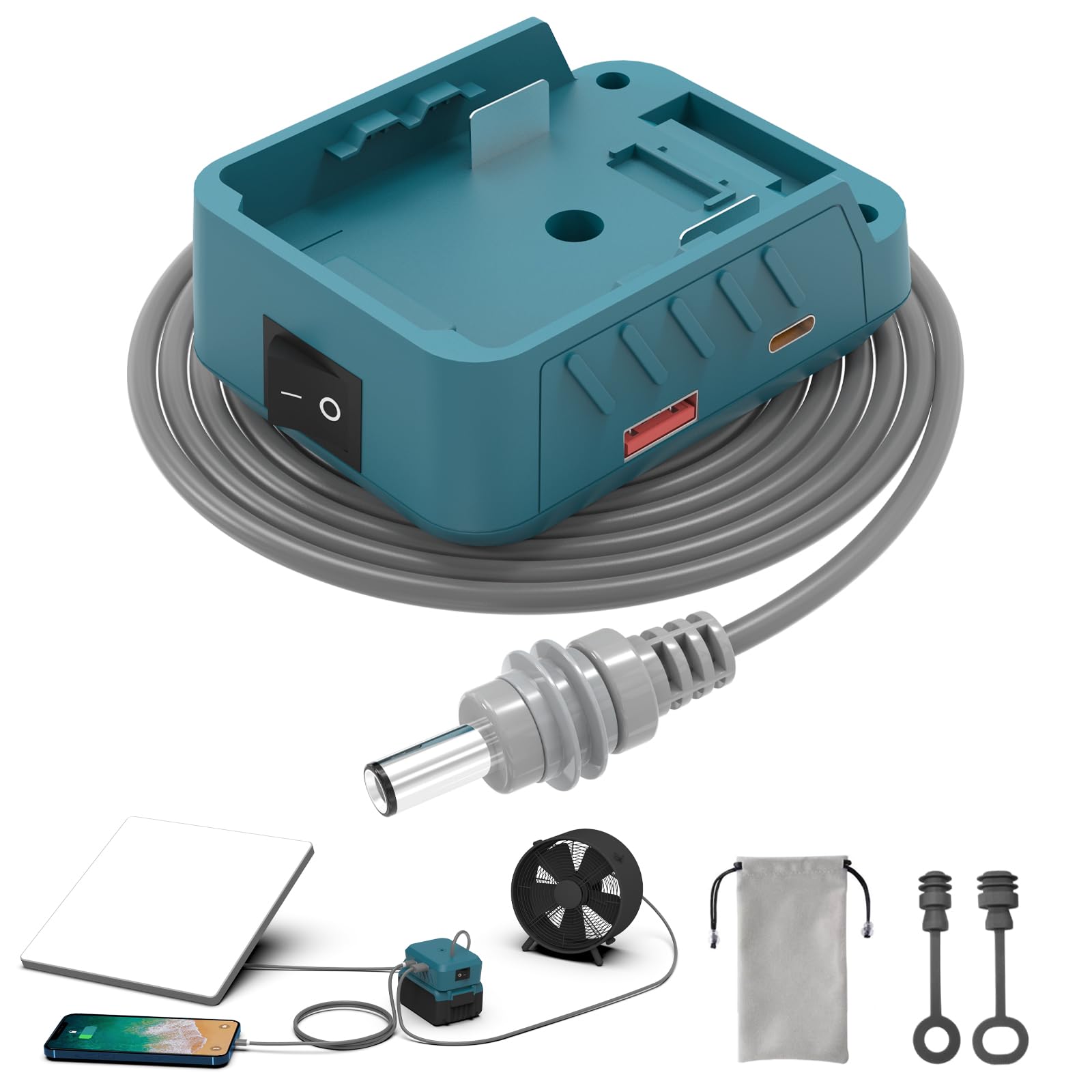 deckit Starlink Mini Battery Adapter,Compatible with Makita 18V Battery, Portable Power Converter for Off-Grid Internet with Switch, Low Voltage Protection &amp; Multi-Port, Includes 5FT DC Cable &amp; Bag