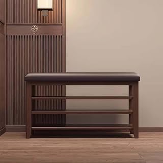 Rack de banco de zapatos genérico con almacenamiento - asientos de entrada de madera maciza y organizador, almacenamiento elegante para la entrada, la habitación, el armario y el pasillo