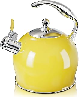 Sotya Tea Kettle Best 3 Liter induction Modern Stainless Steel Surgical Whistling Teapot -Tea Pot For Stove Top (Bright ye...