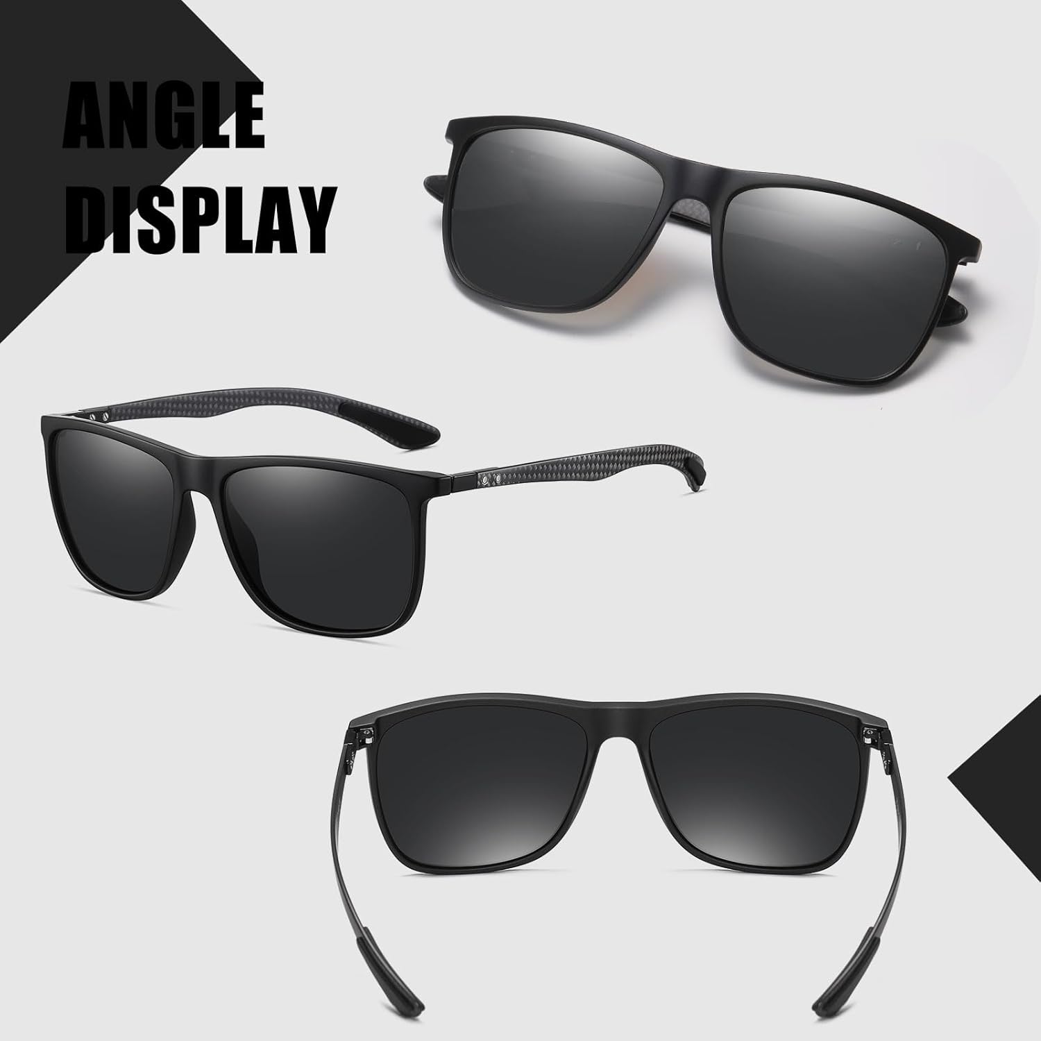 HAOLOTA Polarized Sunglasses for Men Carbon Fiber&TR90 Frame, Ultralight Square Sun Glasses UV400 Protection for Driving - Image 8