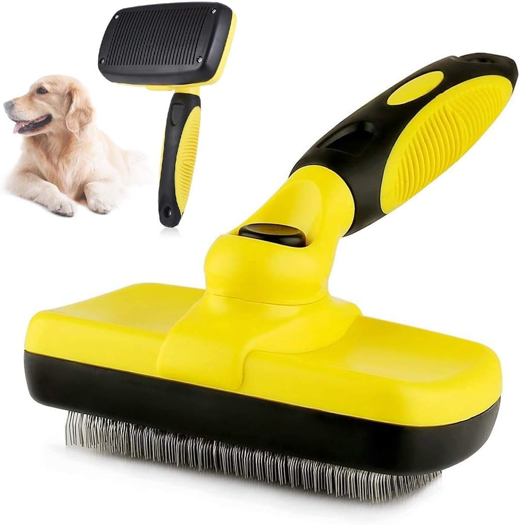 HATEA Pet Self Cleaning Slicker Brush Professional Pet Grooming Brush Suitable for Long and Short Hair Small, Medium & Large Dogs and Cats Hair Removal Tool