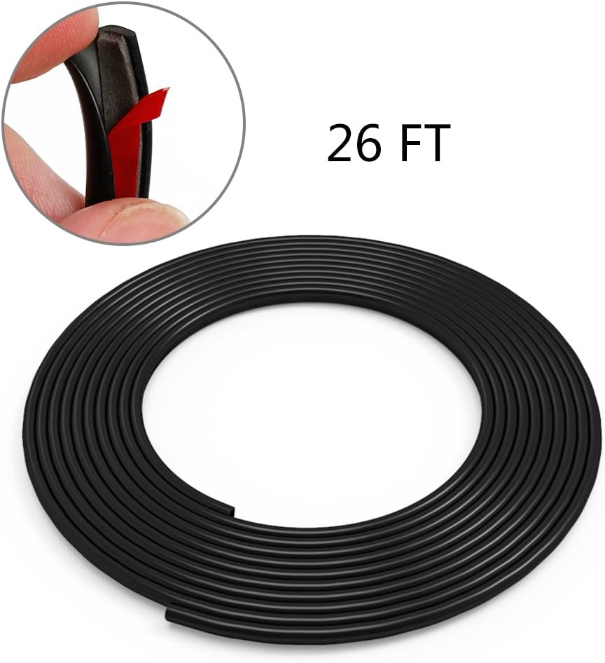 26FT (8M) Car Door Edge Guards U Shape Edge Trim Car Door Edge Protection Rubber Seal Strips Universal Fit for Most Car (No Glue Required)