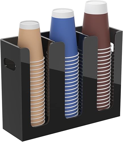 Dispensador de taza de café desechable con asas, montaje en encimera o pared para bebidas calientesfrías y soporte para tapa, organizador de