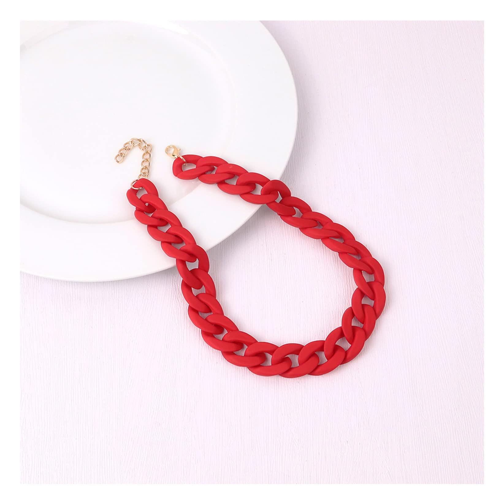 Colorate Collane Colorfy Resin Link Catena Candy Acrilic Choker con gradata ficcanaso da Cartone Leggero Punk per Donne di Gioielli Blu