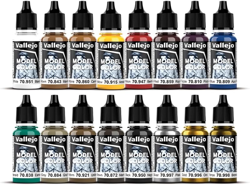 Modelo Color Conjunto de colores medievales | Pinturas acrílicas para modelar | 16 botellas x 18 ml (0,60 onzas líquidas)
