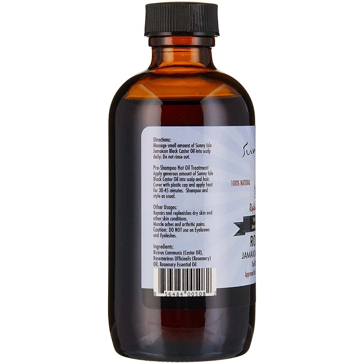 Sunny Isle Rosemary Jamaican Black Castor Oil 4oz (Pack of 4) | Hair Growth Oil | For Scalp & Skin Care | Hot Oil Treatment | Gentle Care For Acne Prone Skin