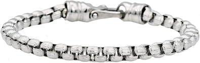 Blackjack Jewelry Mens Stainless Steel Round Box Link Bracelet