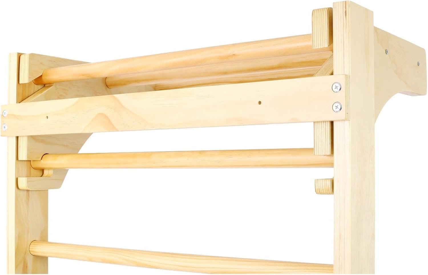 Wooden Swedish Ladder with Adjustable Pull-up Bar - Premium Stall Bars for Home Fitness, Gymnastics, and Physical Therapy (86.6" x 31.5"), Natural