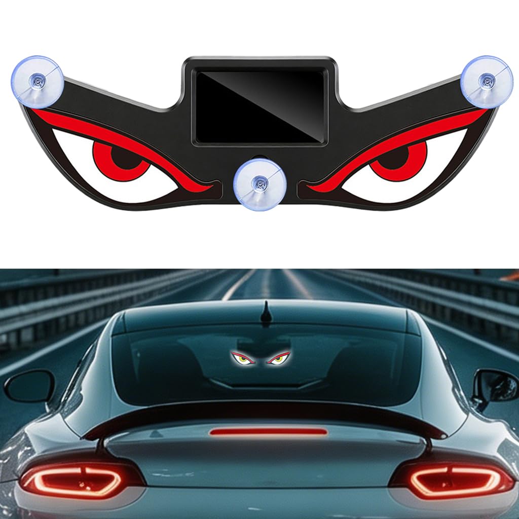 STHIRA® Devil Eyes Light Solar Powered Rear Window LED Decal for Car with Multi-Mode Vibration Activated Lighting and USB-C Rechargeable Suction Cup Mount for Tail Window Night Driving Styling-image-45