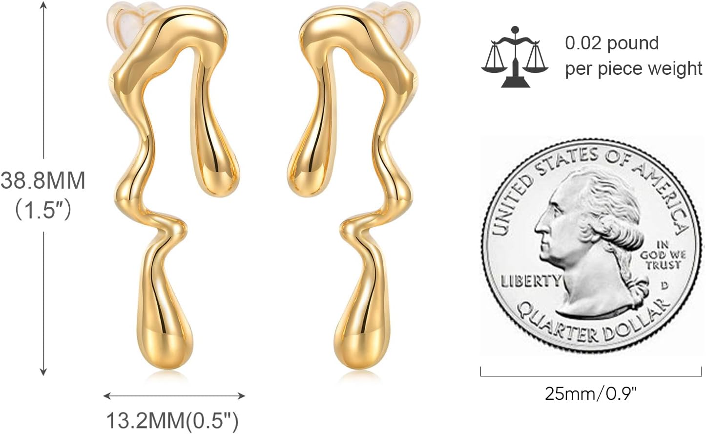 Womens Gold Studs Earrings, 14K Gold Plated Personality Big Stud Earring,Stainless Steel Hypoallergenic Ear Rings Trendy Jewelry,Christmas Birthday Gifts for Her Girlfriend Sister