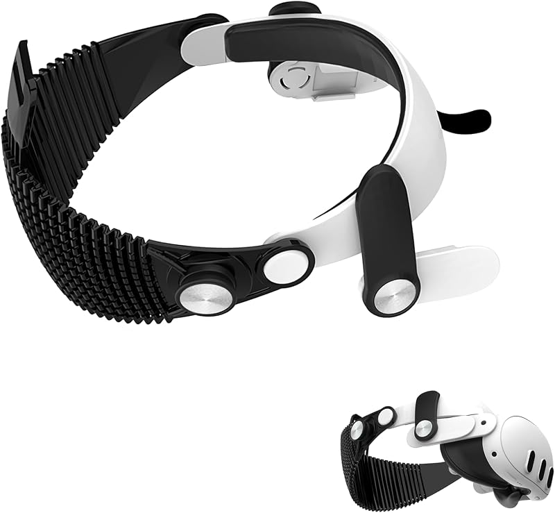 SHEAWA for Meta Quest 3S/3 ヘッドストラップ ヘッドバンド 重みを減少 圧力分散 寝ながらVR 快適 シリコンゴム 互換品 アクセサリー (ブラック)