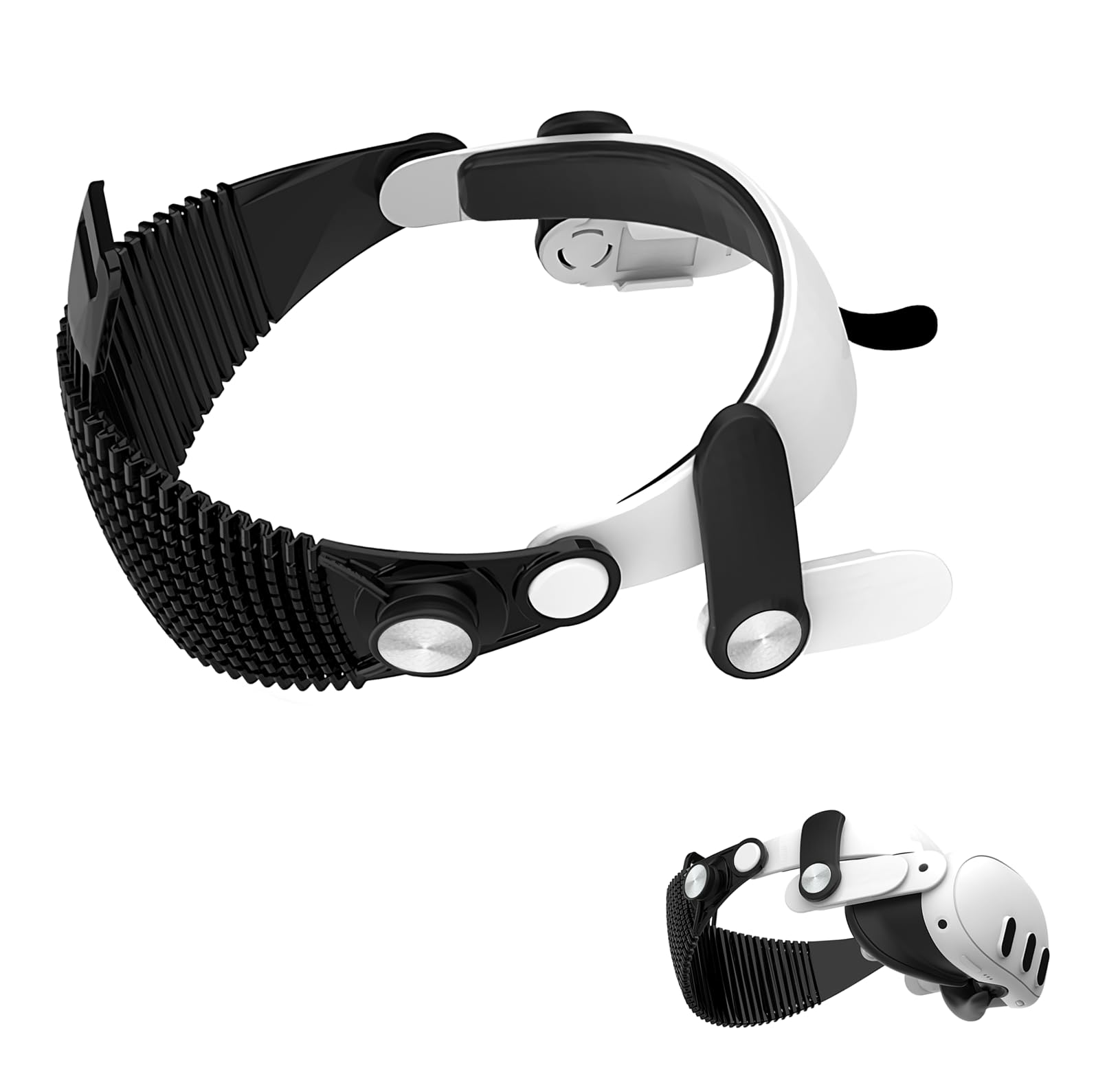 SHEAWA for Meta Quest 3S/3 ヘッドストラップ ヘッドバンド 重みを減少 圧力分散 寝ながらVR 快適 シリコンゴム 互換品 アクセサリー (ブラック) - 1