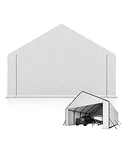 Door Panels with Zippers Tarp for Metal Carport 13x26 Ft, 13x21 Ft, and 13x16 Ft, 2 Pcs Door Panel with 32 Ball Bungees, White & Black