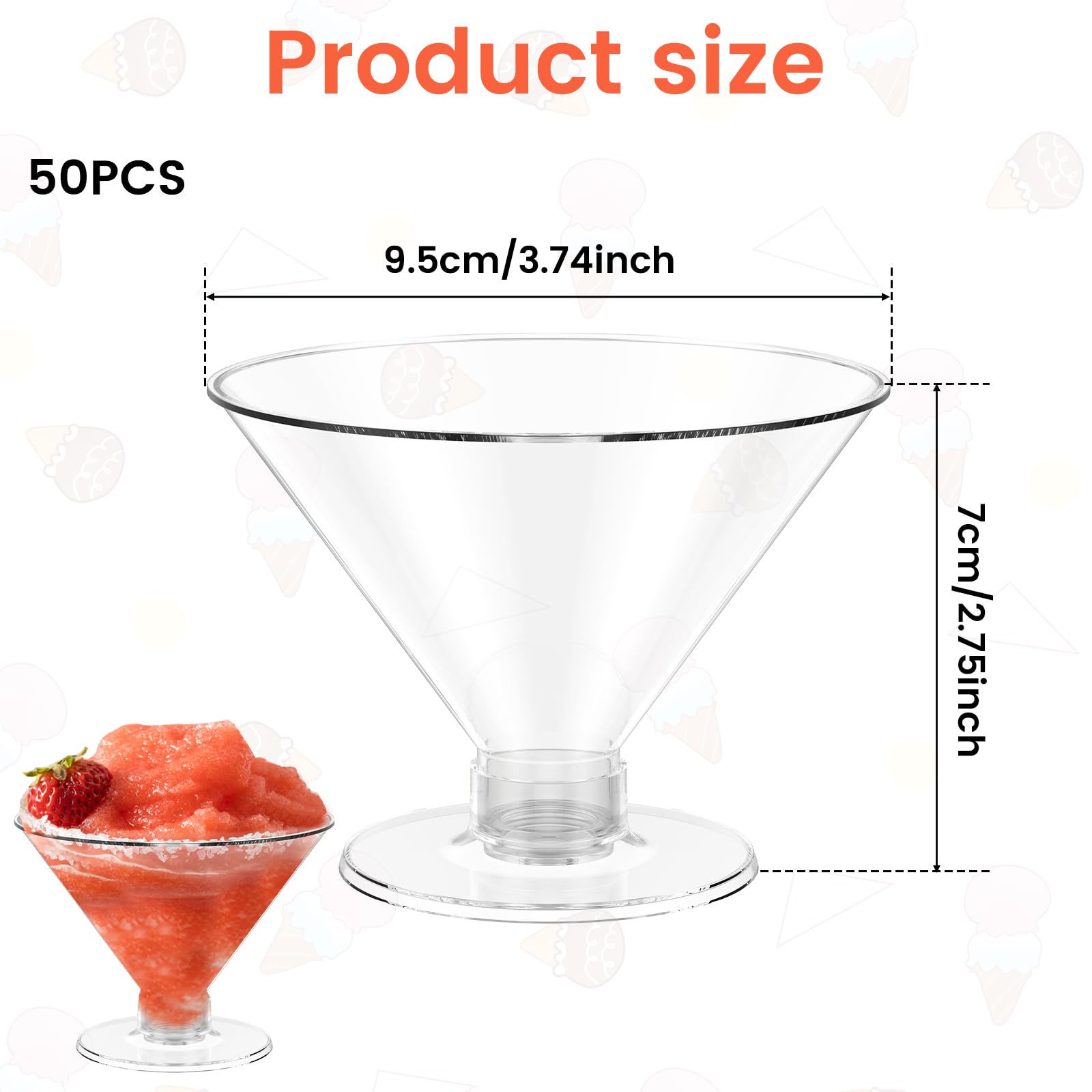 50 Pack Plastic Martini Glasses, 5 oz Clear Mini Cocktail Glasses, Plastic Margarita Unbreakable Wine Shooter for Weddings, Parties, Birthday, Champagne, Appetizers, Cake, Desserts