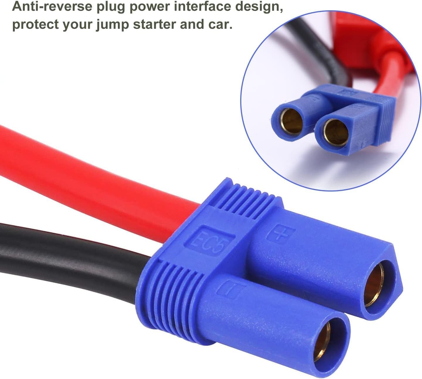 EC5 Jump Starter Cable with Battery Clamps - Booster Jumper Cables Automotive Replacement Jump Starter EC5 Connector Emergency Jumper Cable Alligator Clips for 12V Portable Car Jump Starter 8AWG Wire