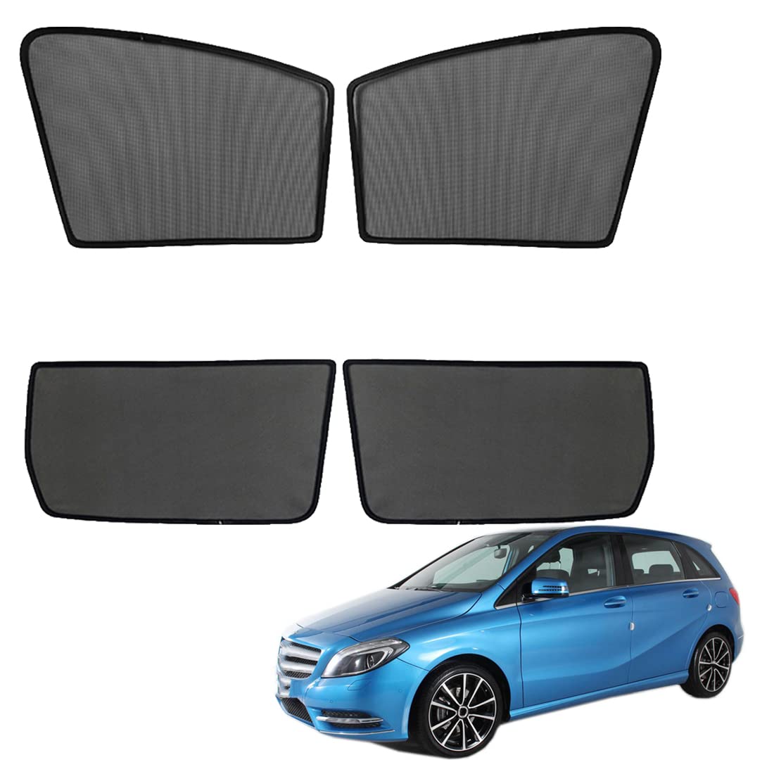 Parasol Coche Ventana Lateral Infantil para B Class W246 2012-2018 Parasol Ventana Cortinas Magnética Protección UV Solar para Bebé y Mascotas Negro,Front-Window+Rear-window-4PCS