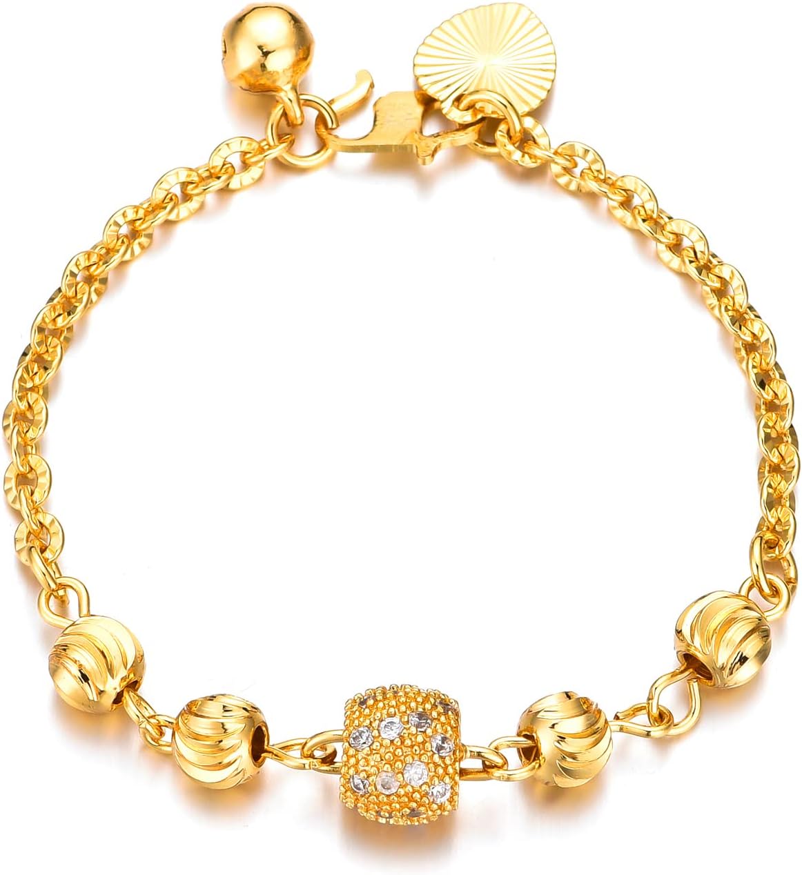 EthlynEthlyn Baby Bracelets for girls 18K Gold Plated Beads Bracelets Bells Baby Girls Birthday Gifts