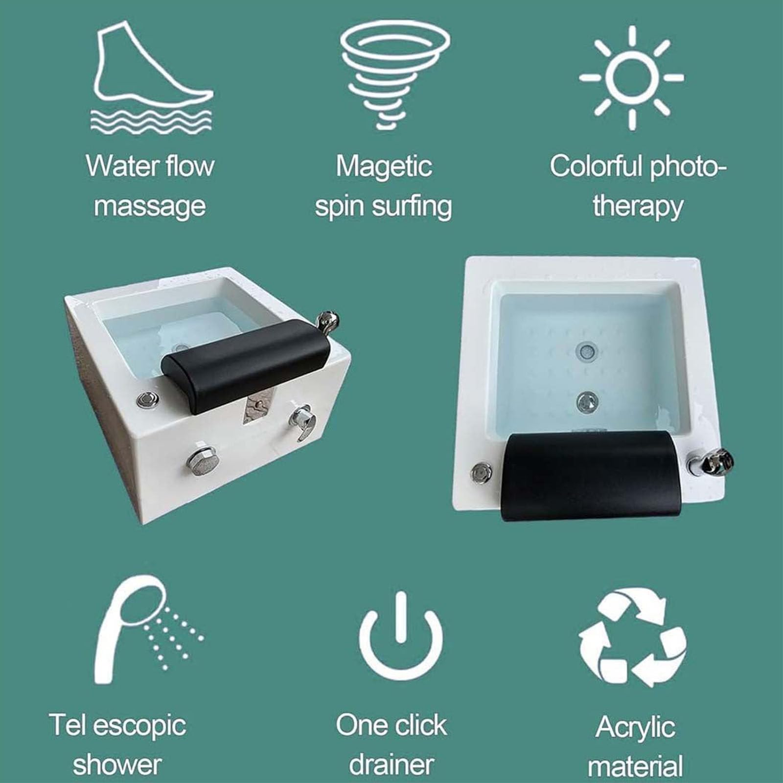 Pediküre-Schüssel mit Fuß-Whirlpool | Fußbad mit Wärme und Massage | Fußstütze | Fußbad | Einstellbare Temperatur | Fußbad | Pediküre