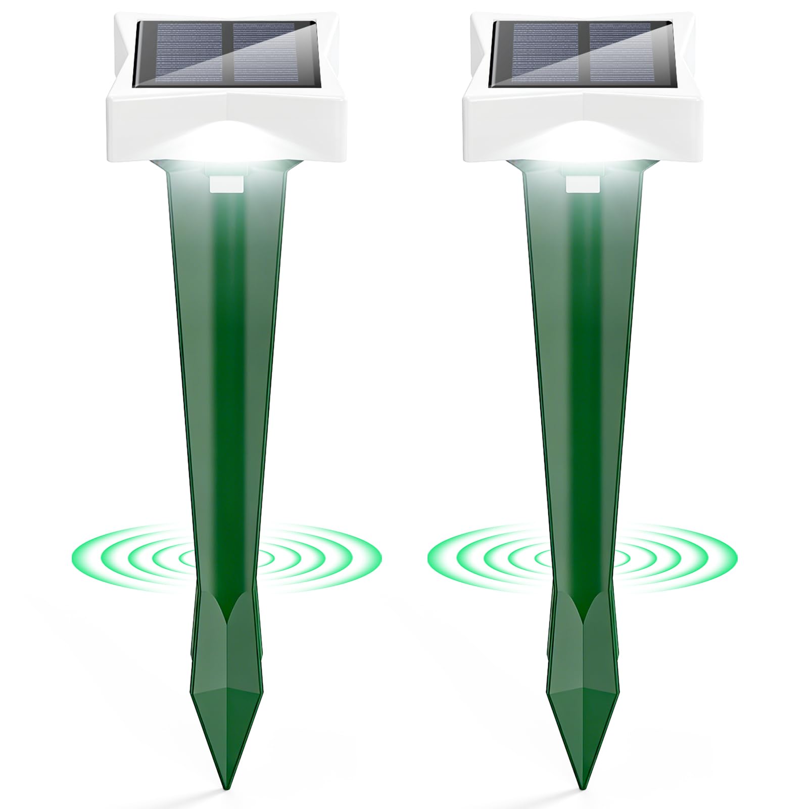 Repelente Gatos Solar con LED y 3 Modos, Paquete de 2/4 Ahuyentador Gatos para Jardín, Amplio Alcance y Protección contra el Agua Ahuyentador De Jabalies Ultrasónico para Topos, Ratas (2, Verde)