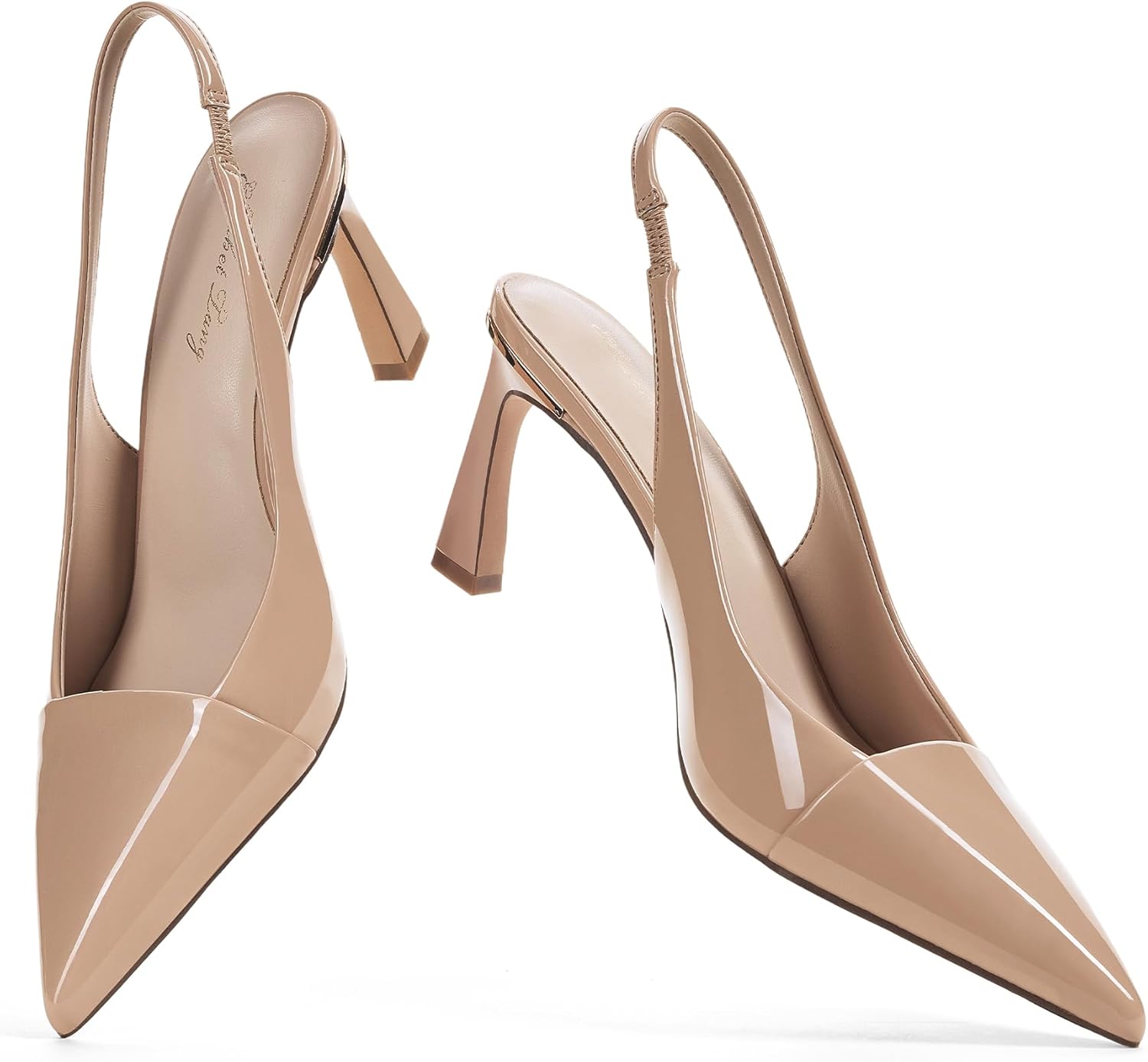 Elisabet Tang Women's Kitten Heel Slingback Low Pumps 3 Inches Stiletto Pointed Closed Toe Elegant Dressy Bridal Wedding Party Shoes - Image 3