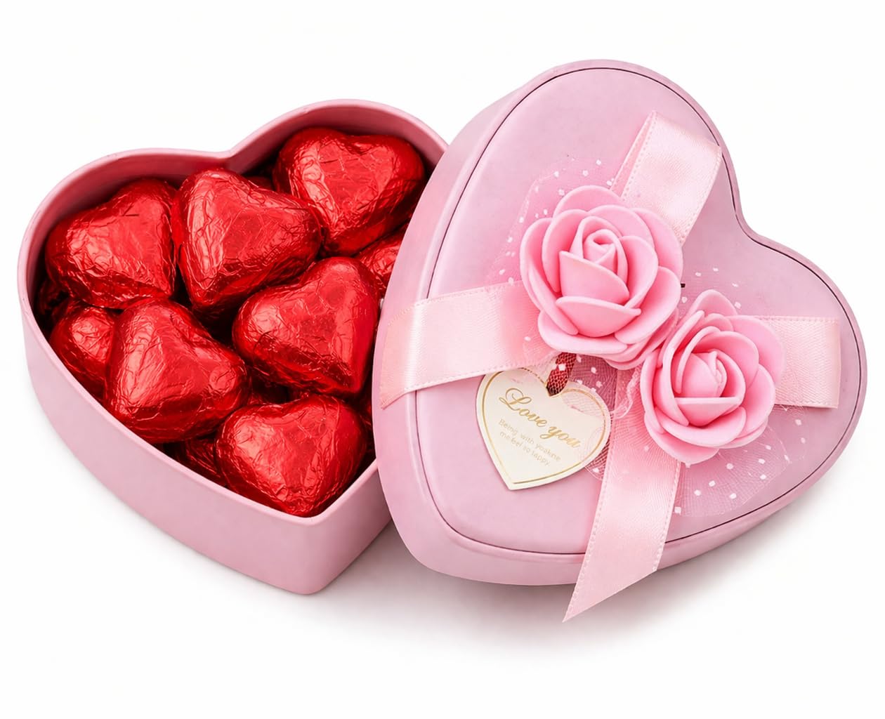 Pink Heart Shape Box with 15 Chocolate Truffles, Sweet Love Gift Set for Valentine's Day, Anniversary or Romantic Gestures-image-7