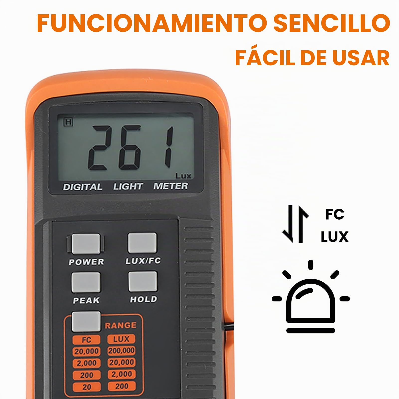LX1330B Medidor de iluminancia Pantalla LCD Luxómetro digital 0.1 a 200,000 Lux Fotómetros Detectores de brillo portátiles Instrumentos de medición ambiental