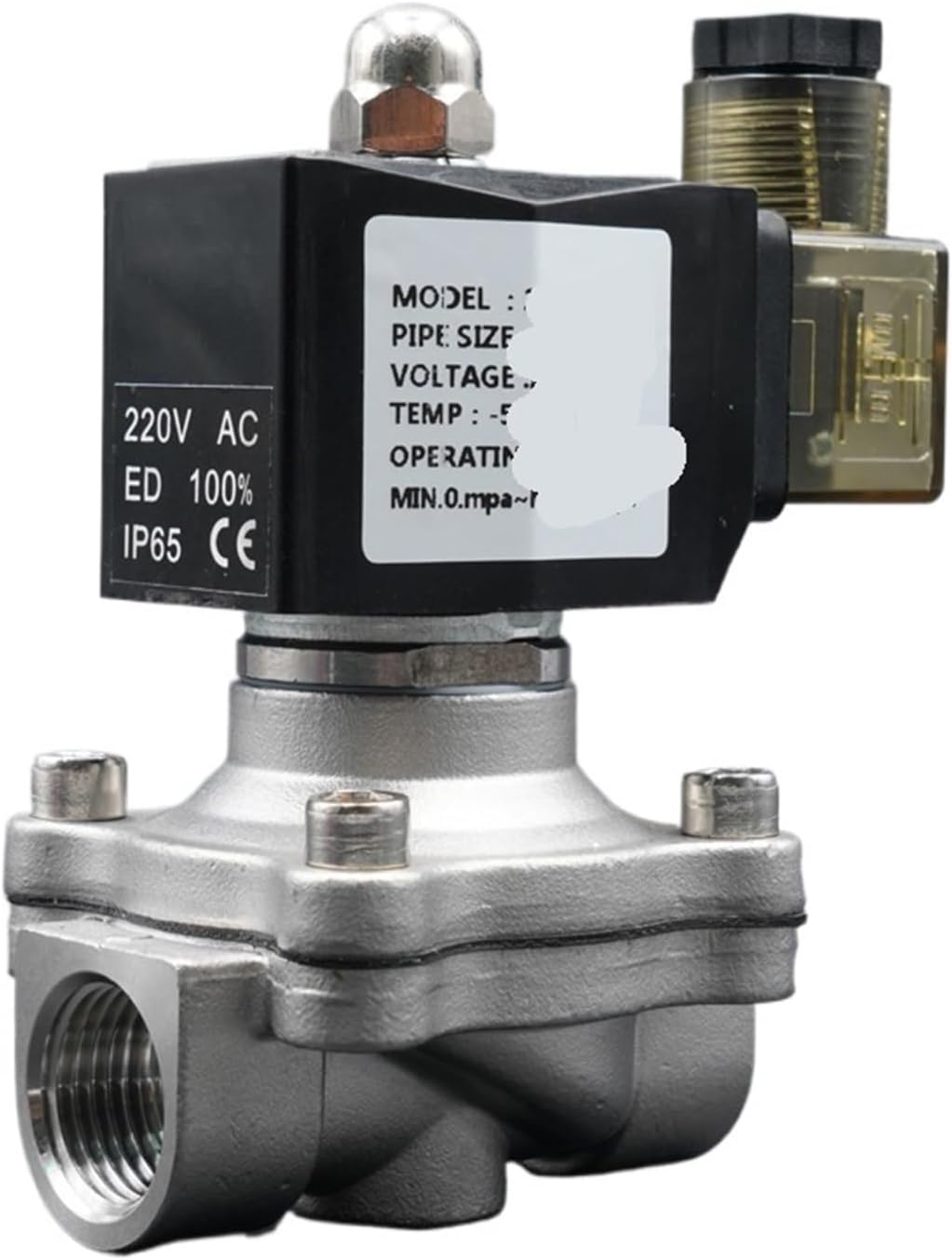 1PCS Solenoid Valve 1/4" 3/8" 1/2" 3/4" 1" 2" Water Valve DC12V Stainless Steel Valve Moisture-Proof(Ac110v-viton,DN50B Plus)