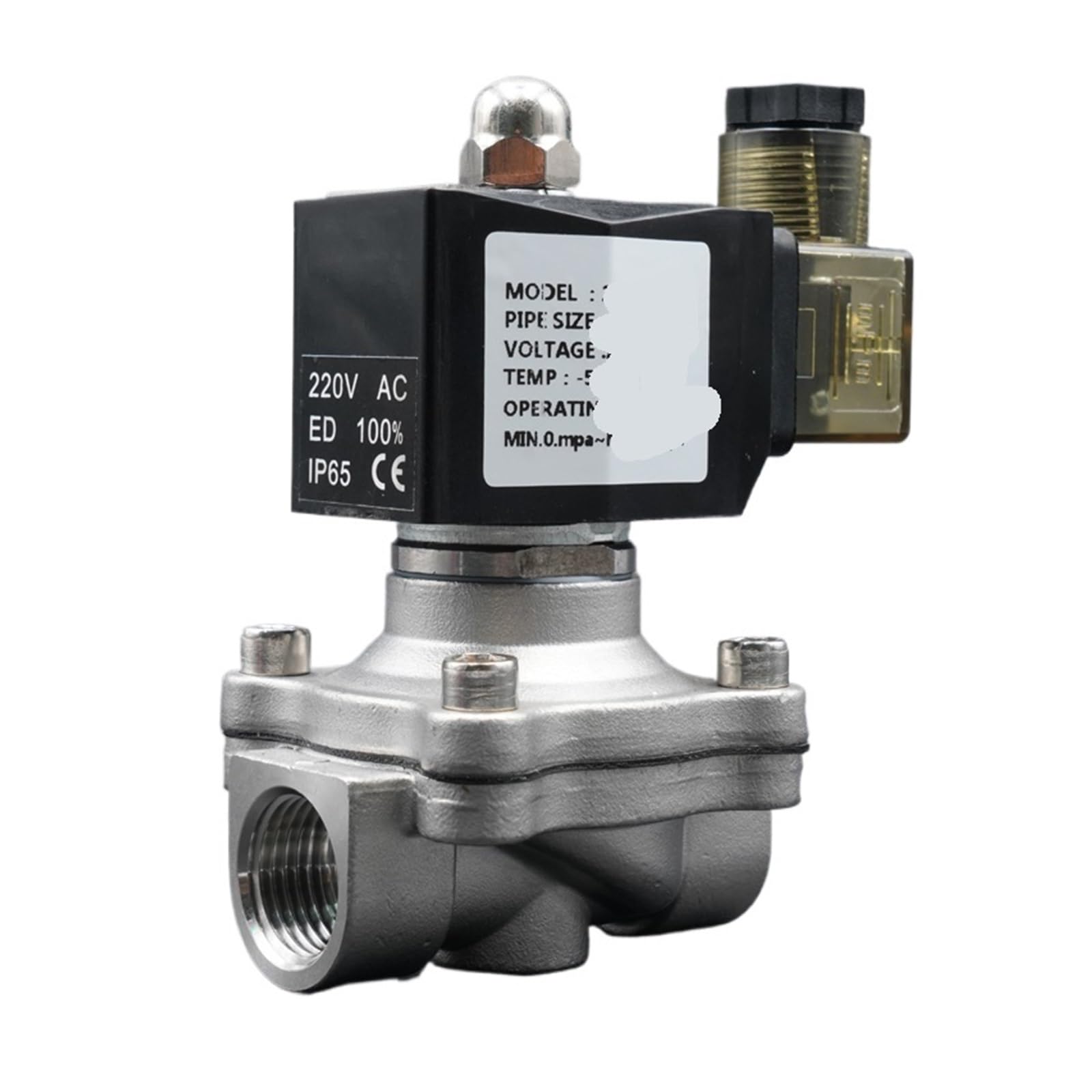 Zawór elektromagnetyczny 1 sztuka 1/4" 3/8" 1/2" 3/4" 1" 2" zawór wodny 24V ze stali nierdzewnej odporny na wilgoć (AC220V-NBR, 2 cale)