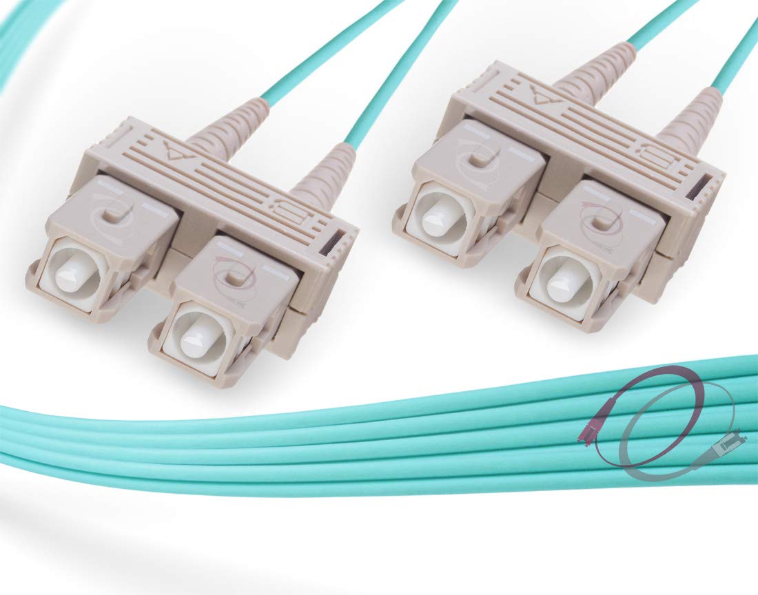 FiberCablesDirect - 7M OM4 SC SC Fiber Patch Cable | 100Gb Duplex 50/125 SC to SC Multimode Jumper 7 Meter (22.97ft) | Length Options: 0.5M-300M | 10/40/100g sc-sc mmf dplx sfp+ 100gbase Aqua ofnr