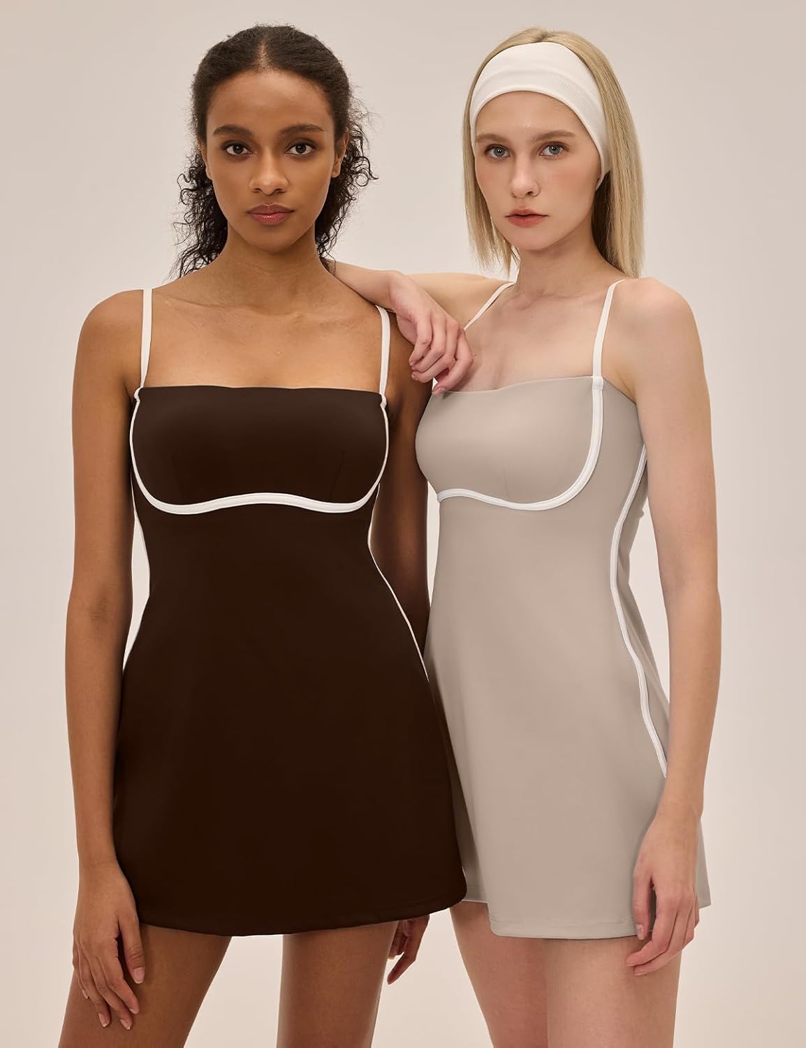 Womens Tennis Dress with Built in Shorts Sleeveless Square Neck Mini Sundress Athletic Golf Workout Summer Outfits - Image 2