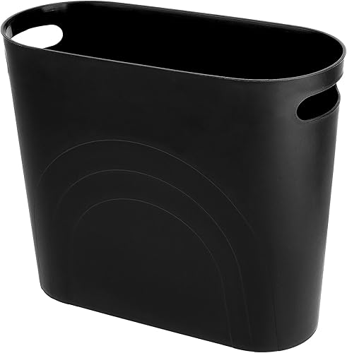 zoocatia Cubo de basura pequeño con asas, 3 galones, papelera de plástico para baño, dormitorio, oficina, cocina, lavandería, dormitorio, color negro