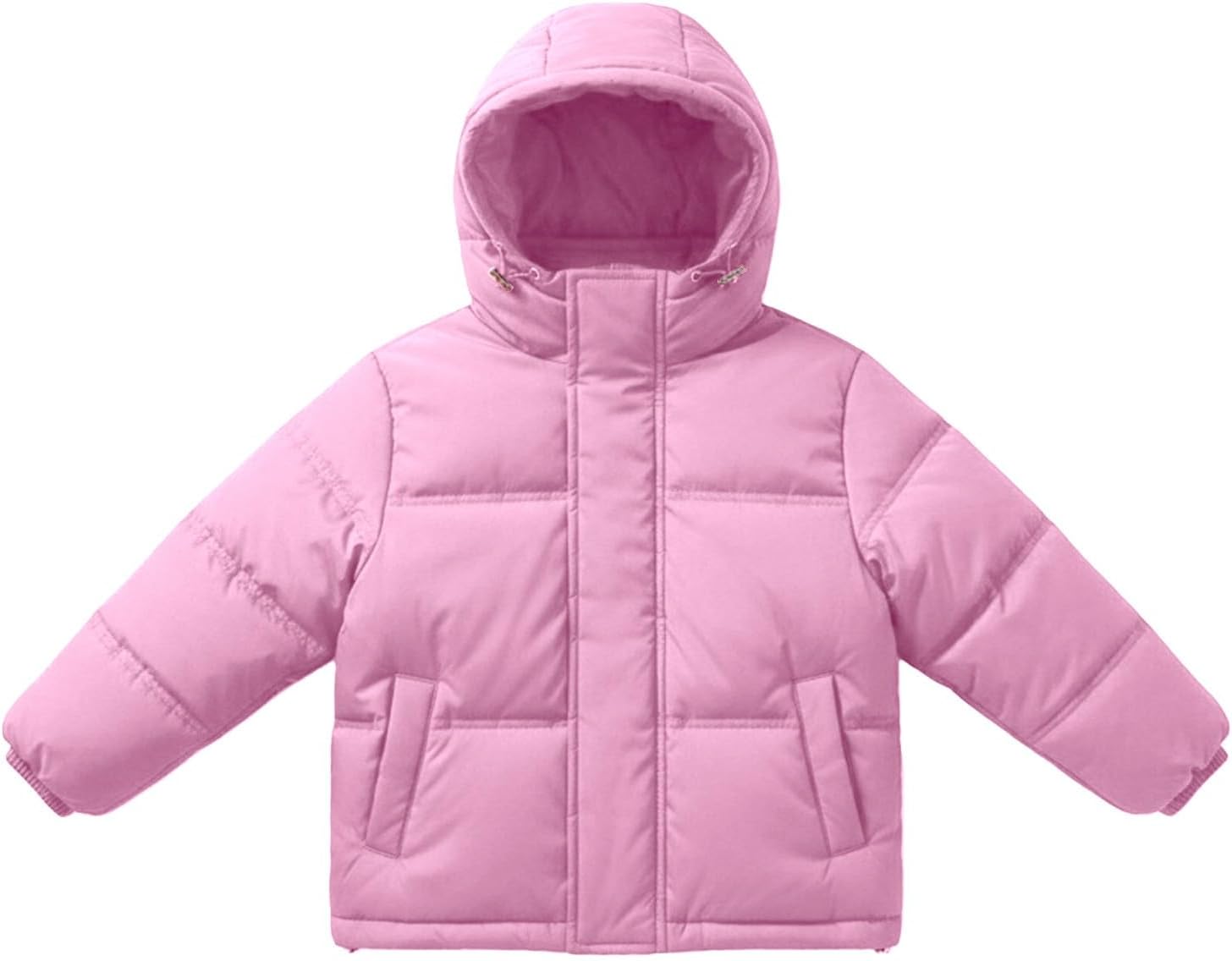 Winter Down Jacket for Girls Hooded Solid Zip Lightweight Windproof Puffer Coat Kids Trendy Warm Outerwear