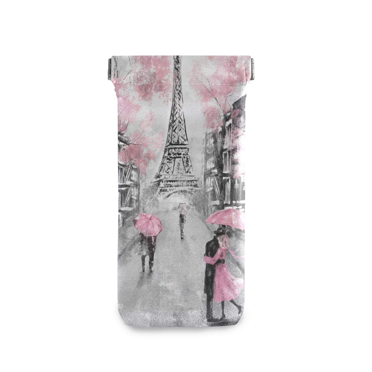 Sunglasses Pouch Squeeze Top Portable Microfiber Leather Eyeglass Case for Women