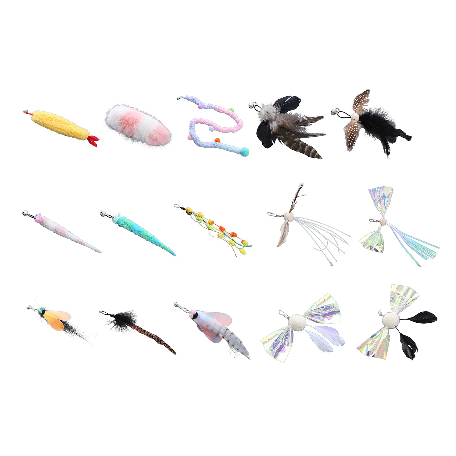 YOUNAFEN 9/8/15PCS Cat Wand Toy Attachments Replacement Refill Interactively Toy for Cats