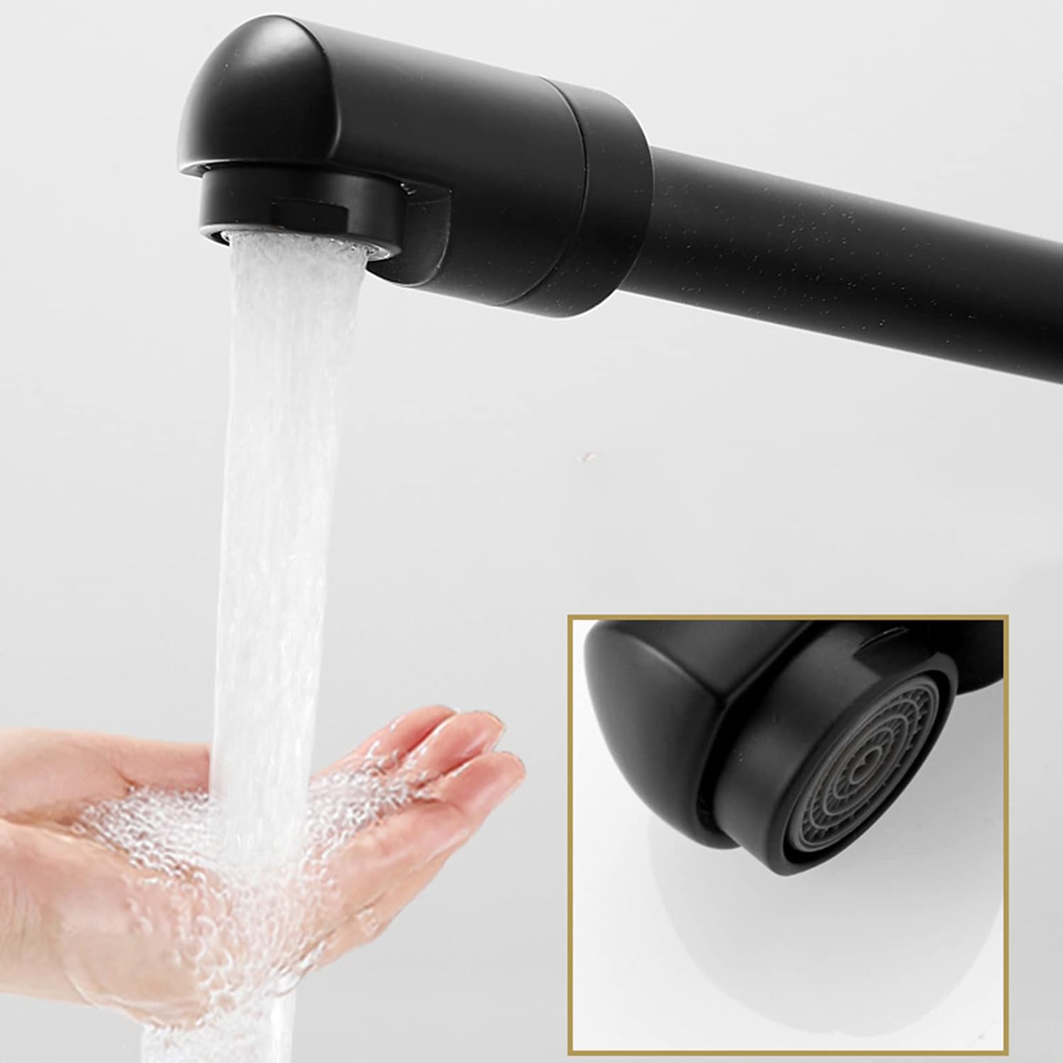 キッチンタップウォールマウント、キッチンシンクタップ真鍮折りたたみスイベル伸縮式ホットおよびコールド多機能スプレーガンシンク蛇口ブラ