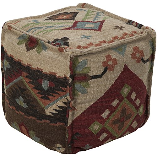 Surya POUF-17 Decorative Pouf, 18 by 18 by 18-Inch, Brown