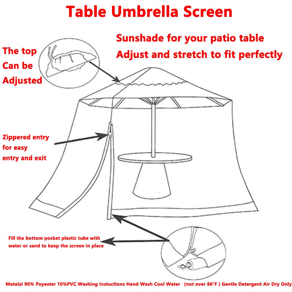 Zanzariera regolabile per gazebo, tende a baldacchino da 2,8 a 4,5 m, zanzariera a doppia faccia con porta con cerniera per patio, pergola e tavoli sospesi